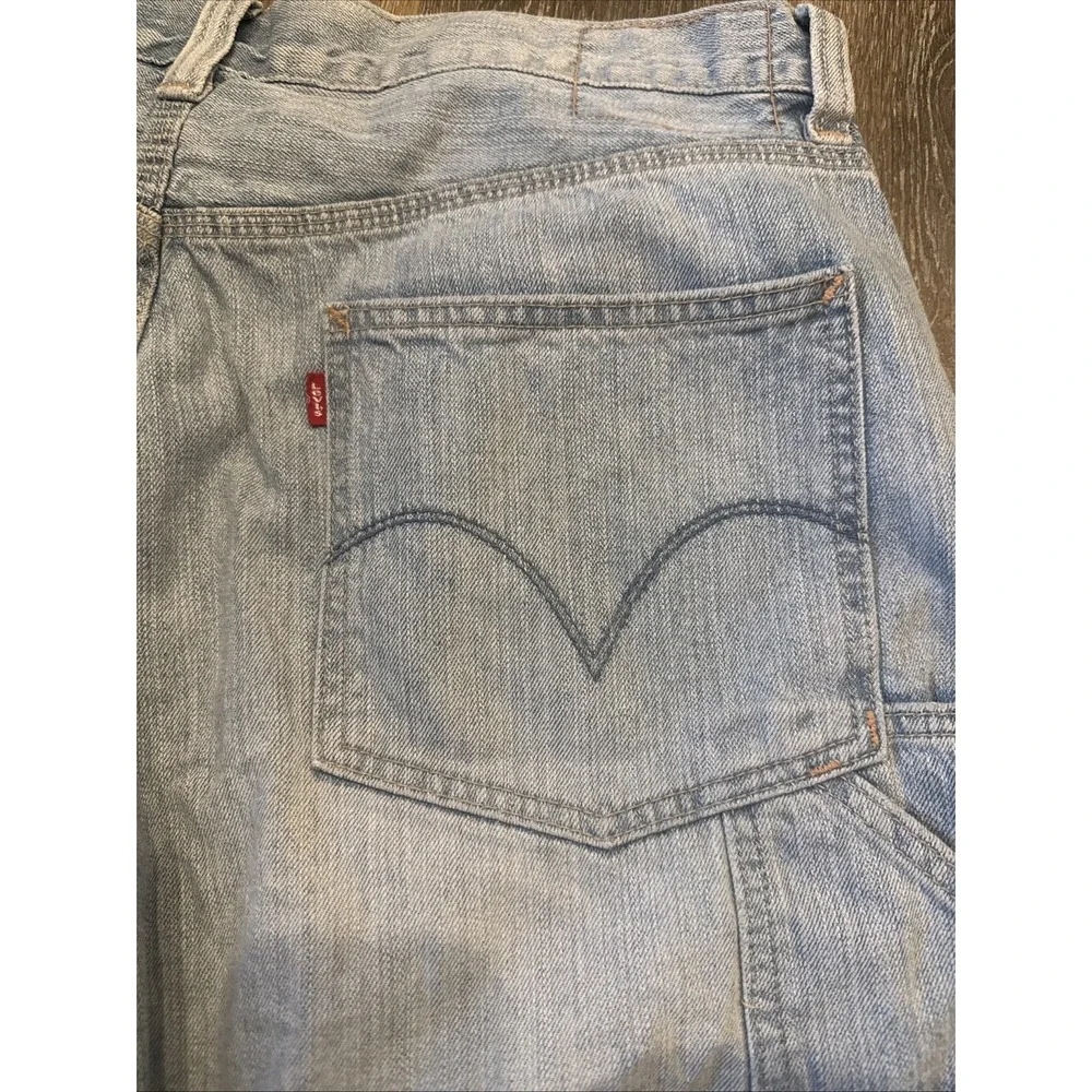 VTG Y2K Levis Carpenter Denim Shorts Mens 36 Light Wash Blue Utility Workwear